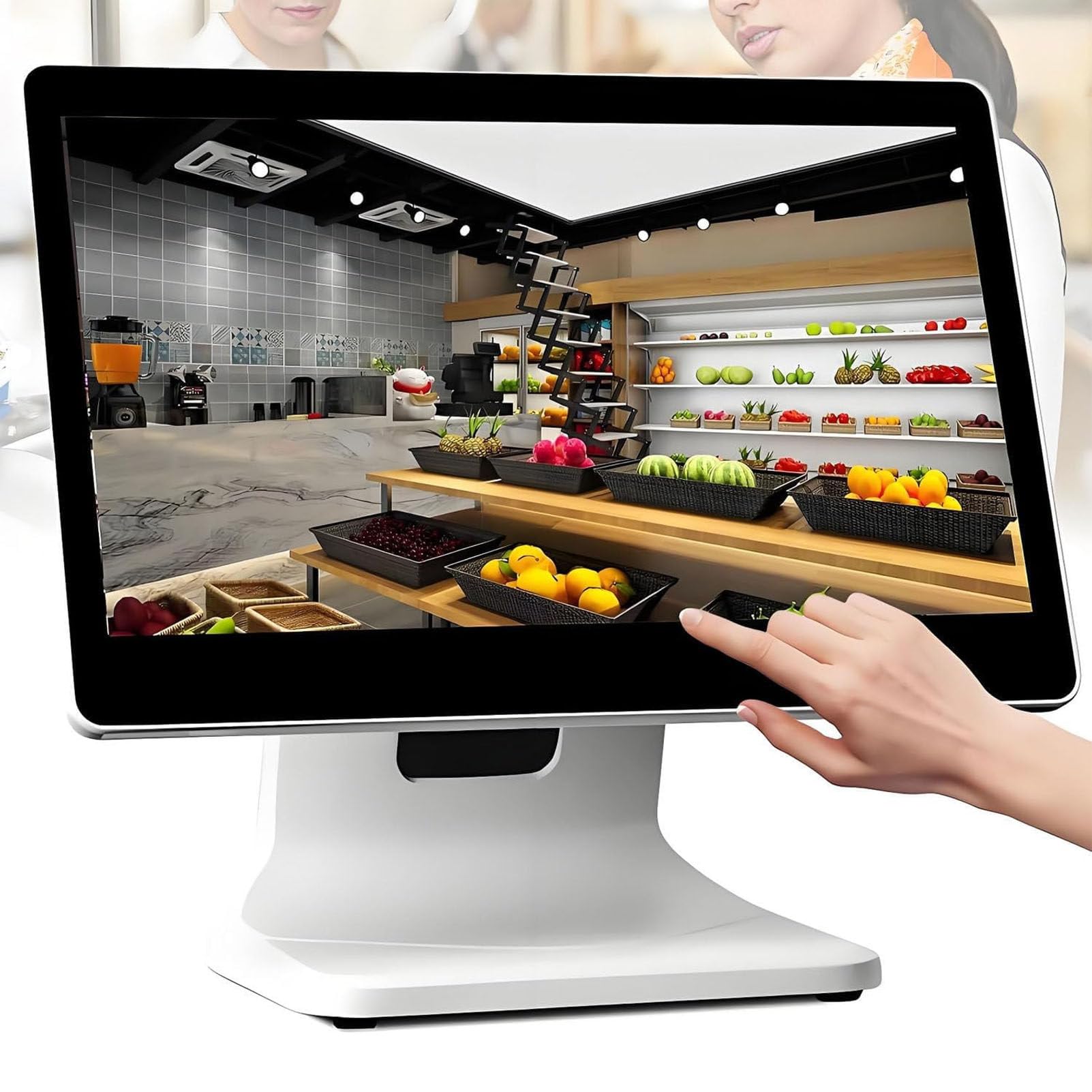 Caja registradora inteligente con pantalla táctil todo en uno, terminal POS para pequeñas empresas con pantalla táctil de 15,6", Windows 10 Pro,ideal para operaciones minoristas y de restaurantes