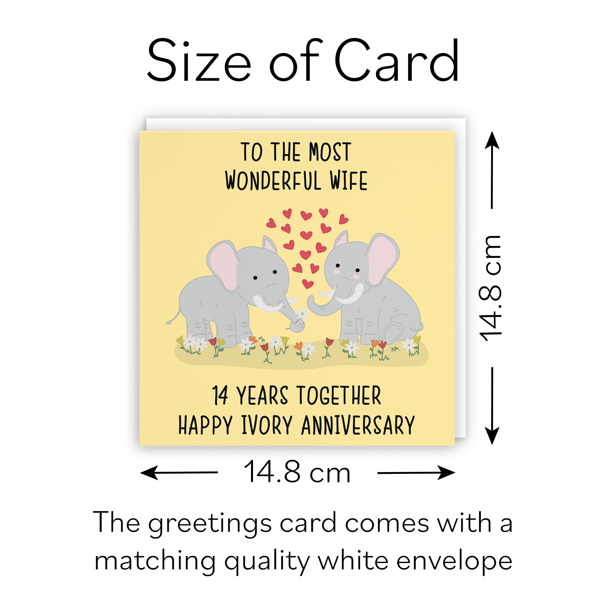 Hunts England, Wife 14th Anniversary Card, To The Most Wonderful Wife, 14 Years Together, Happy Ivory Anniversary - Image 4