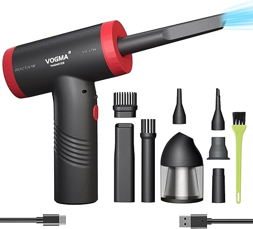 Plumero de aire comprimido, 3 engranajes, ajustable, 100000 RPM, soplador de aire inalámbrico con luz LED para teclado de computadora, limpieza de