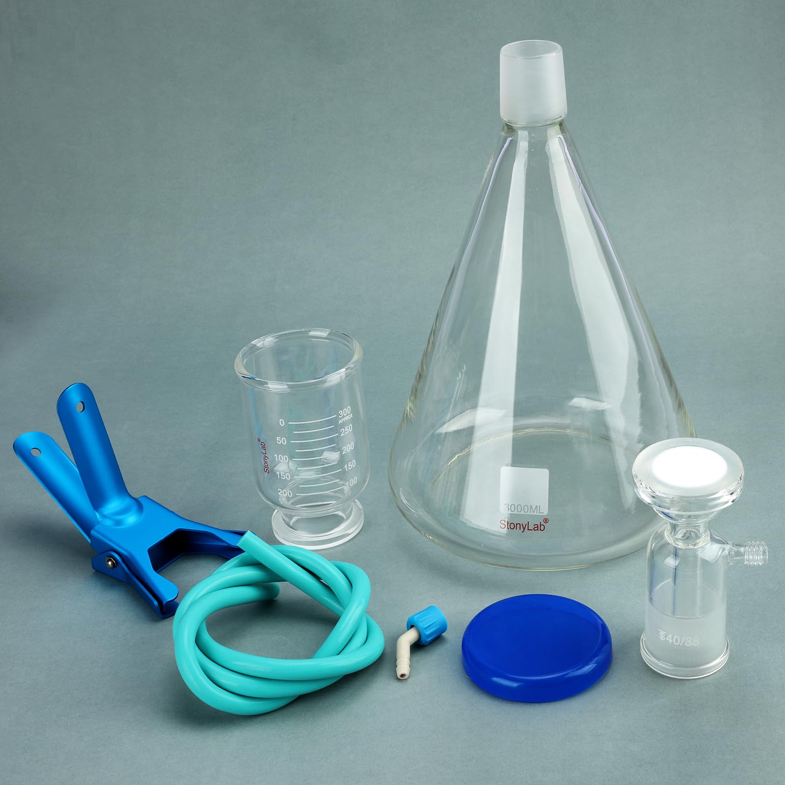 stonylab Filtre de Verrerie de Laboratoire, Filtre de Filtration en Verre de Laboratoire, Kit de Filtre en Verre avec Flacon Filtrant de 3000 ml et Entonnoir Gradué de 500 ml