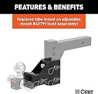 Vista 4 de CURT 45802 Soporte de tubo de montaje de bola de enganche de remolque ajustable de repuesto para CURT #45799
