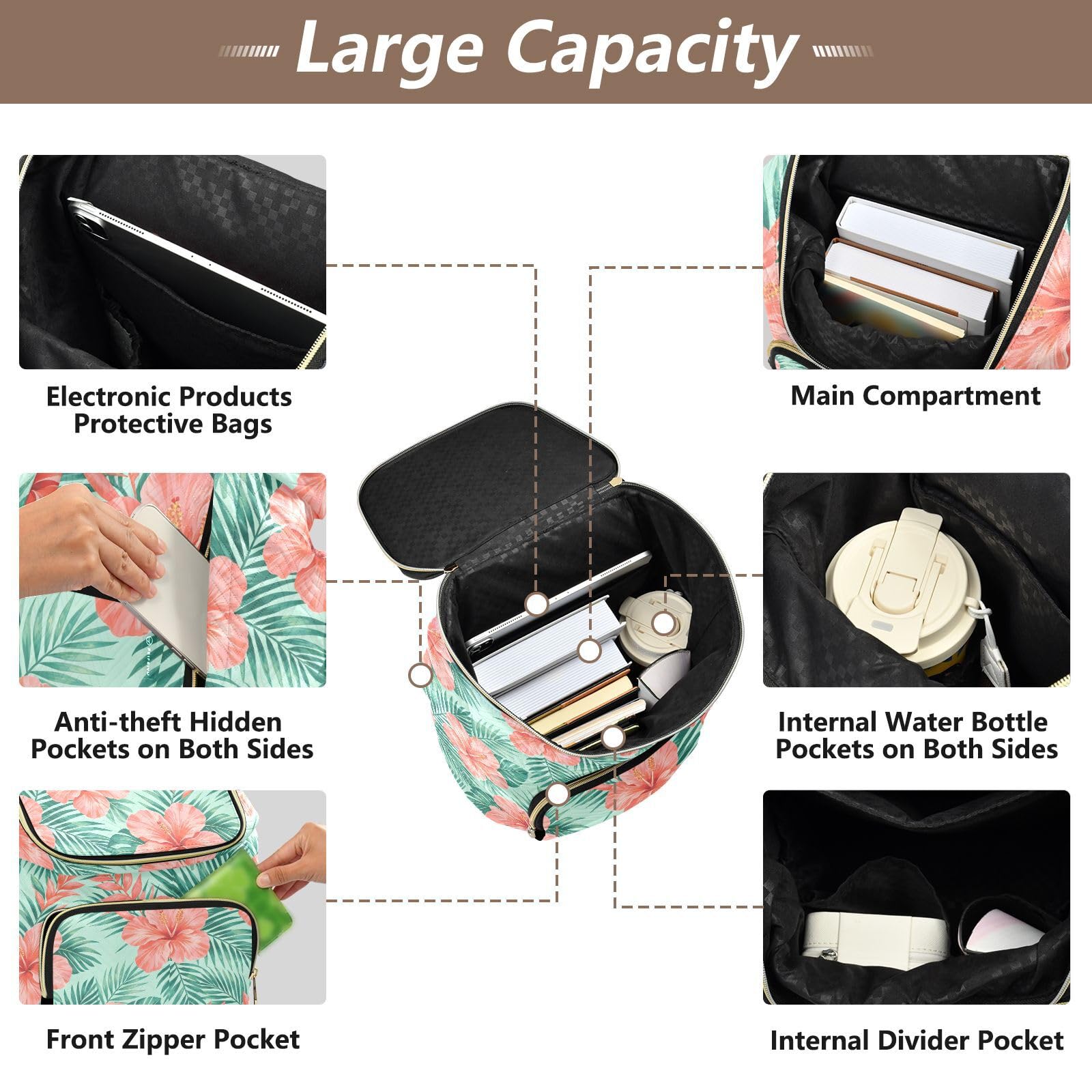 Zaino da donna 15L Premium elegante zaino portatile versatile