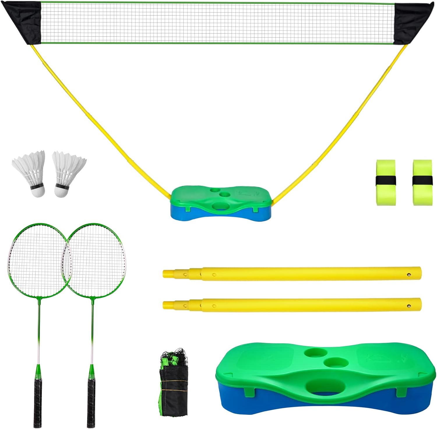 FBSPORT Portable Badminton Net Set with Freestanding Base, 2 Badminton