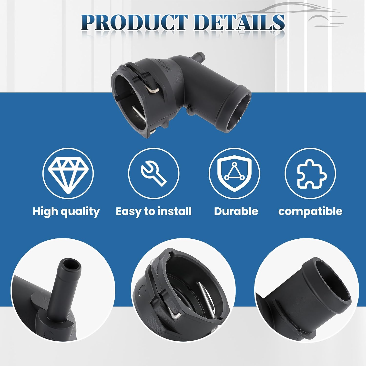 Upper Radiator Coolant Hose Connector 3C0122291D 3C0122291C Coolant Pipe Joint for A3 S3 TT 2007-2014 Beetle 2013-2017 CC 2011-2017 Eos 2009-2016 Golf 2010-2013 Jetta 2007-2017 Passat Tiguan 2009-2017