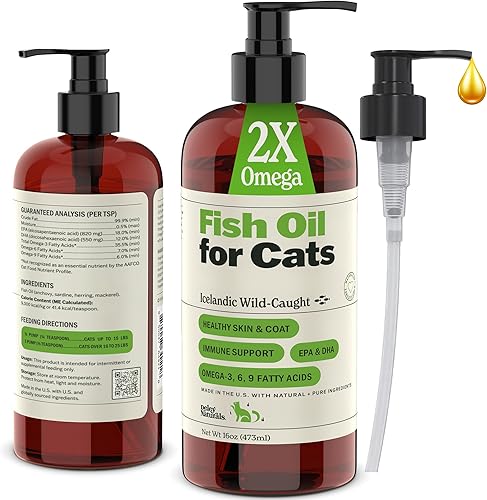 Wild Caught - Aceite de pescado para gatos, omega 3-6-9, no contiene ingredientes modificados genéticamente, reduce la muda, ayuda a la piel,