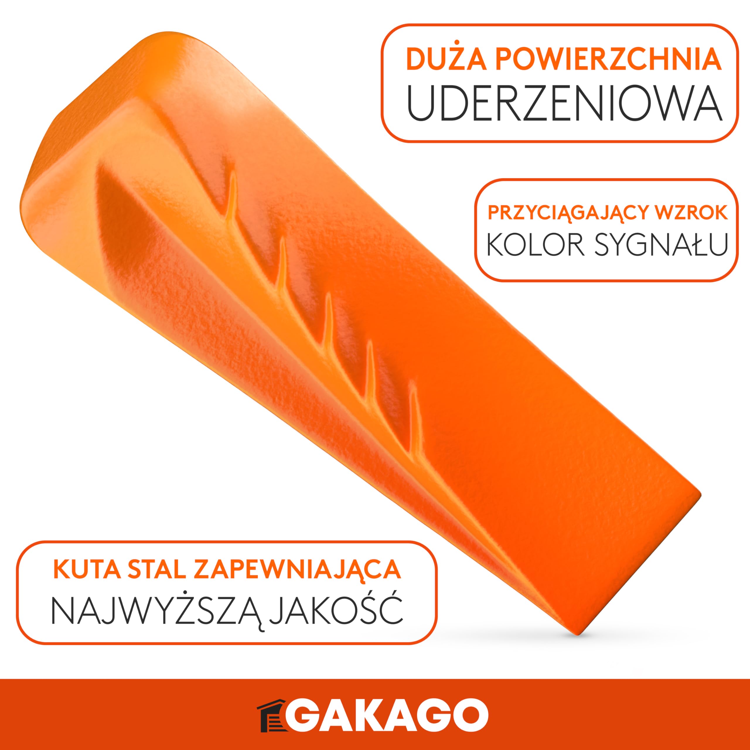 Gakago Klin rozłupujący do drewna - Mocny obrotowy klin rozłupujący z silnym działaniem rozłupującym - Kuty klin rozłupujący wykonany z litej stali w kolorze sygnalizacyjnym