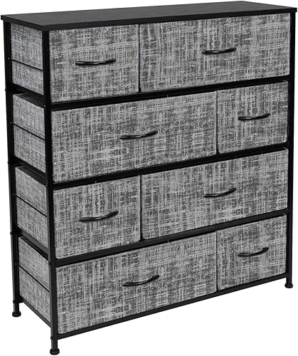 Sorbus cómoda con 8 cajones mueble de almacenamiento para dormitorio, pasillo, clóset, organización de oficina, marco de acero, parte superior de