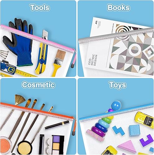 Miniatura 6 de Bolsas de malla con cremallera, bolsas impermeables con cremallera, 20 carpetas de archivos de documentos, para almacenamiento de juegos de mesa de