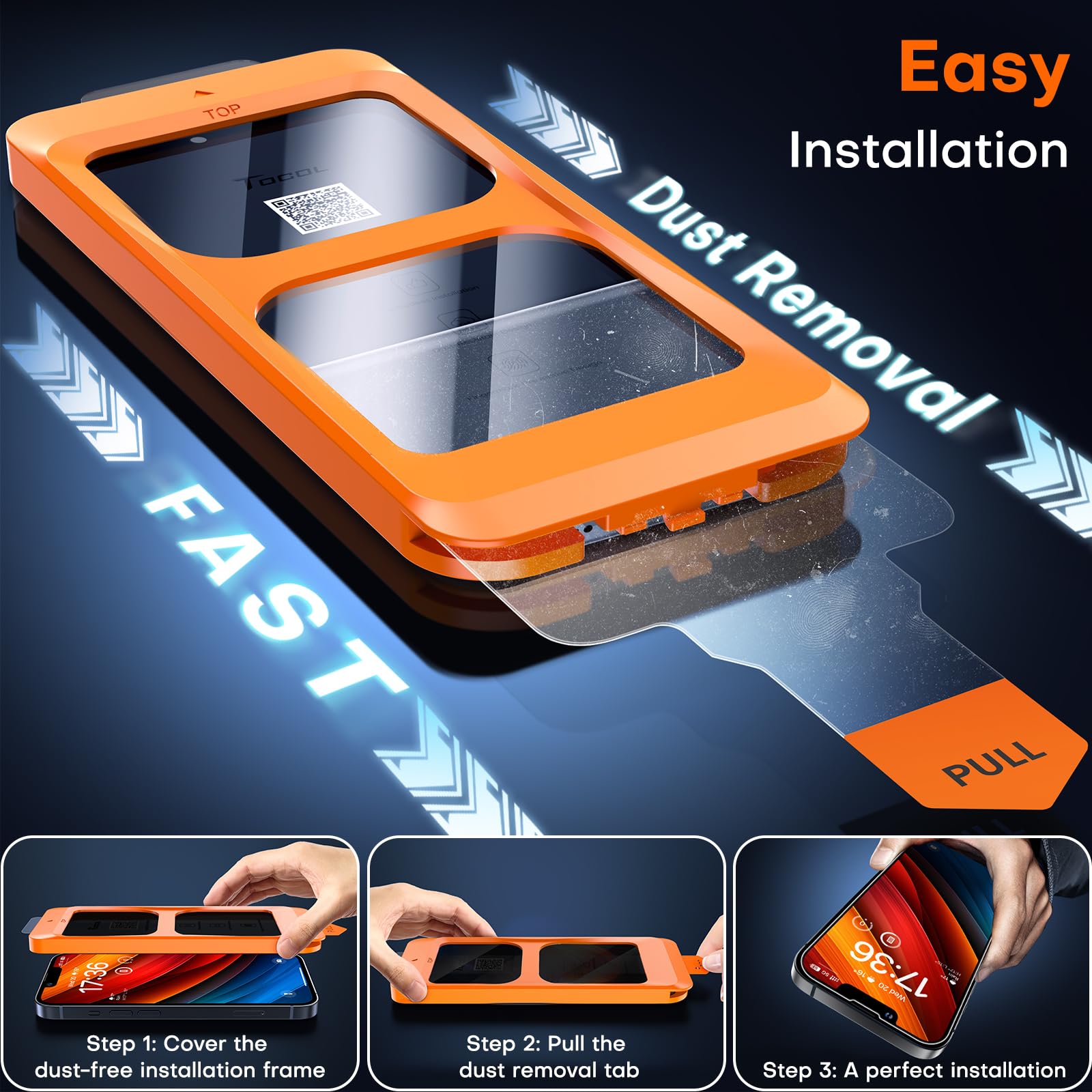 TOCOL Privacy Pellicola Protettiva per iPhone 12 Mini 5,4 Pollici, 25° Reali Anti-Spy, Rimozione Automatica Della Polvere, Copertura Completa, Senza Bolle, Durezza 9H, 2 Pezzi