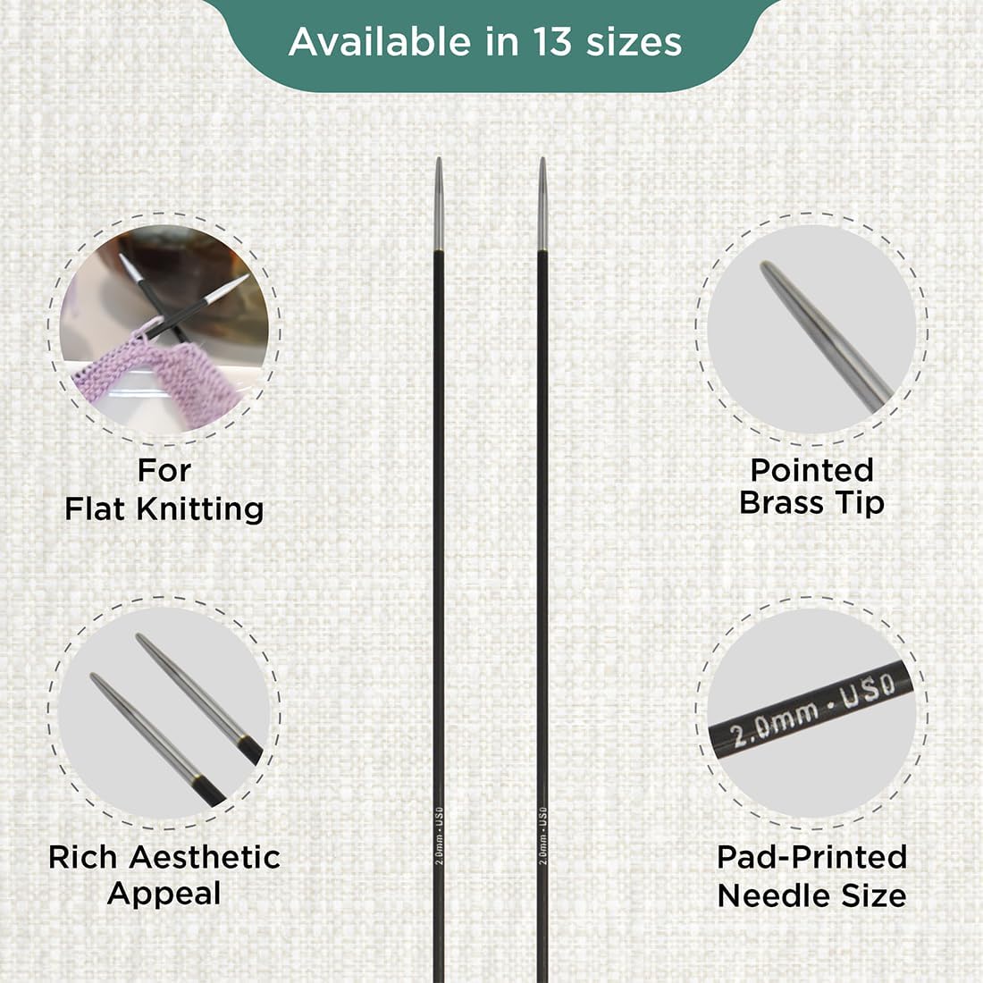 KnitPro Karbonz Single Pointed Needle 14" (35cm) | US Size 0 (2mm)
