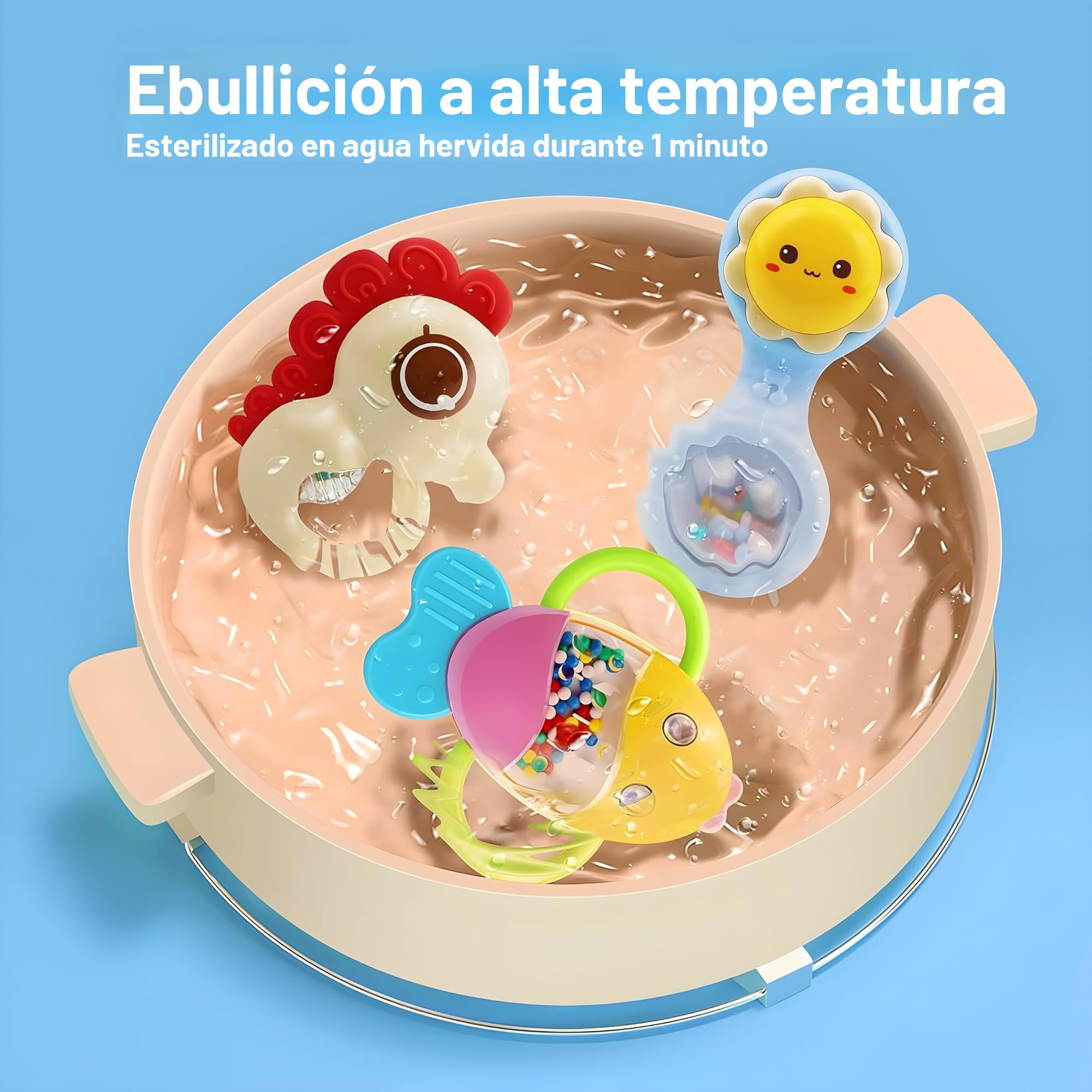 MOONTOY Sonajeros de Bebe Juguetes de Mordedor Infante Sacudiendo la Campana Conjunto de Sonajero con Caja de Almacenamiento Juguetes de Regalo para 0, 3, 6, 9, 12 Meses de Edad y Recién Nacido Bebe