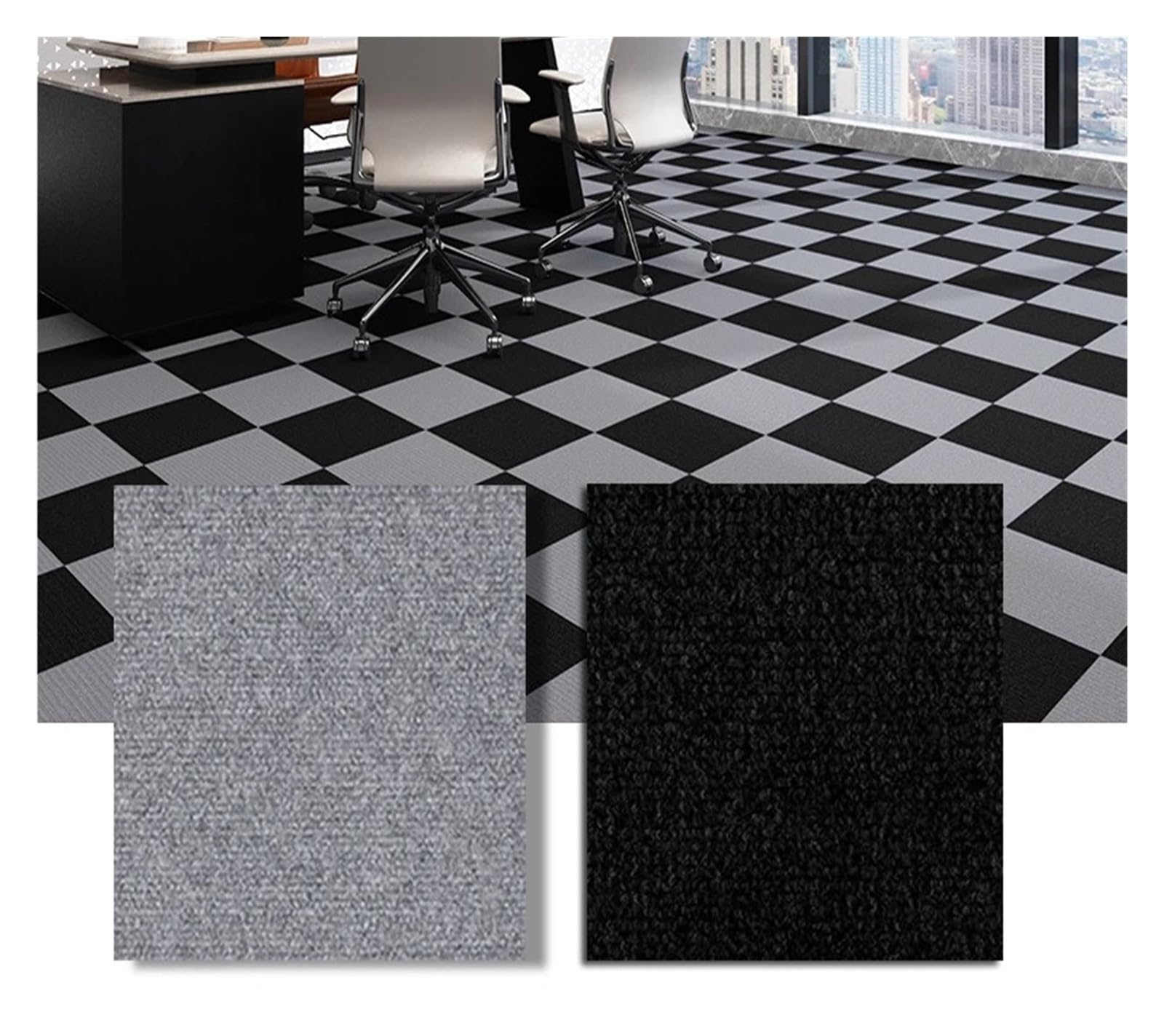 Carpet Tiles Peel and Stick, Self-Adhesive Carpet Tiles 30x30cm 20/40 pcs Multicolor(Gray and Black,40PCS)