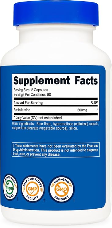Nutricost Benfotiamine (600mg) 180 Capsules, Fat Soluble Vitamin B1
