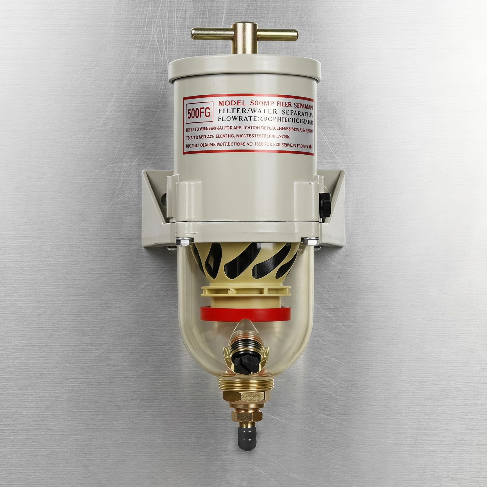 BESPORTBLE Filtro Separatore Acqua Carburante Diesel in Acciaio Inossidabile Design a Bullone 500fg 500fh per Motori Marini e Generatori su Barche e Yacht