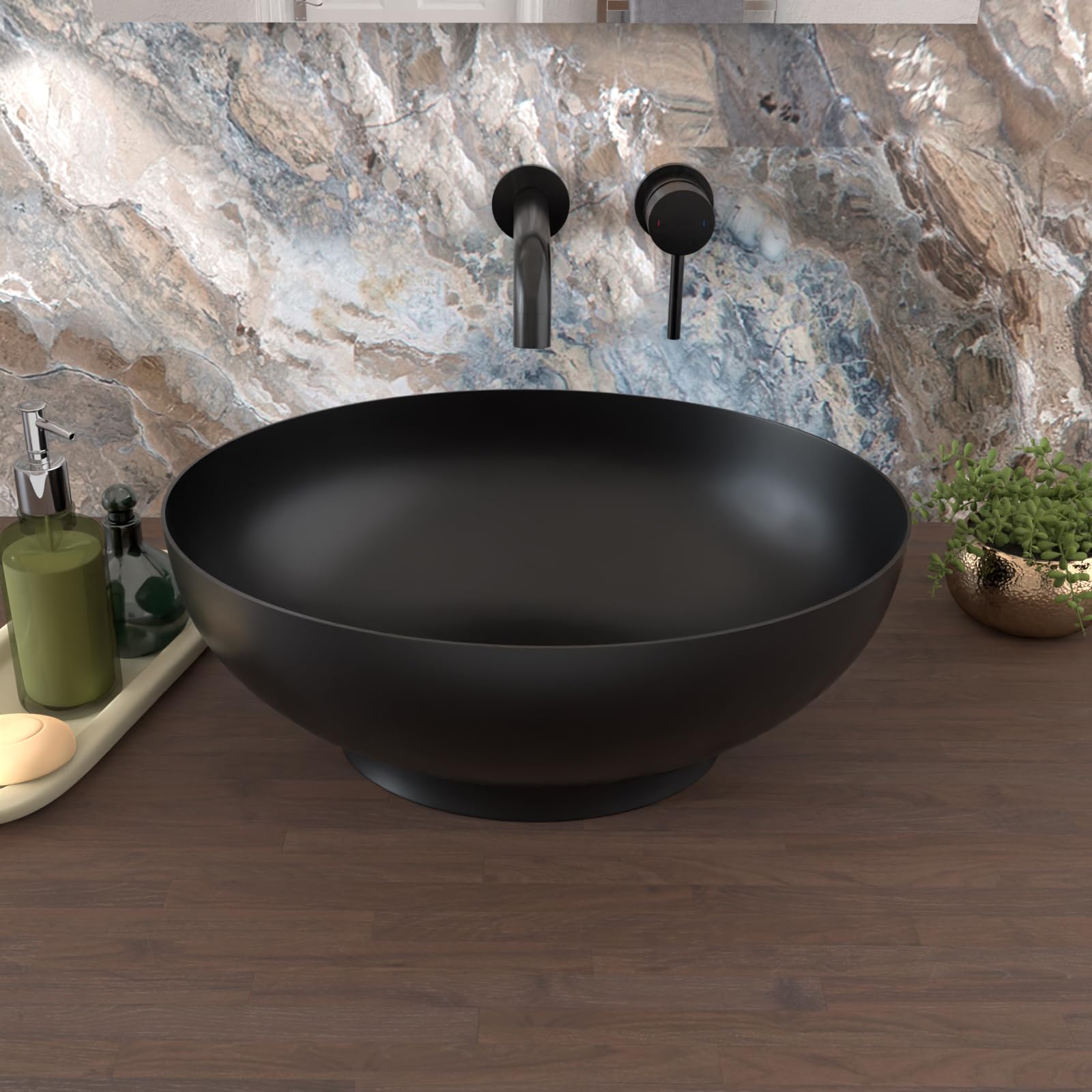 Nes Home Matte Black Blacon 410Mm X 335Mm Countertop Basin Oval