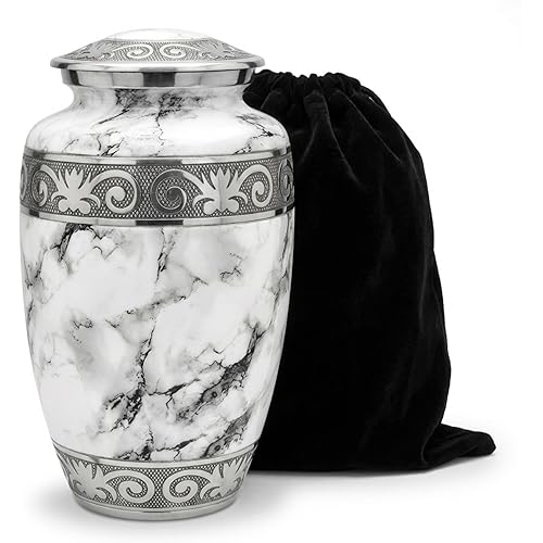 Urn for Ashes Adult Male – Cremation Urn for Human Ashes Adult, Large 200 Cu in Funeral Urn – Premium Memorial Urn to Lovingly Honor His Life & Legacy (Off White, Large)