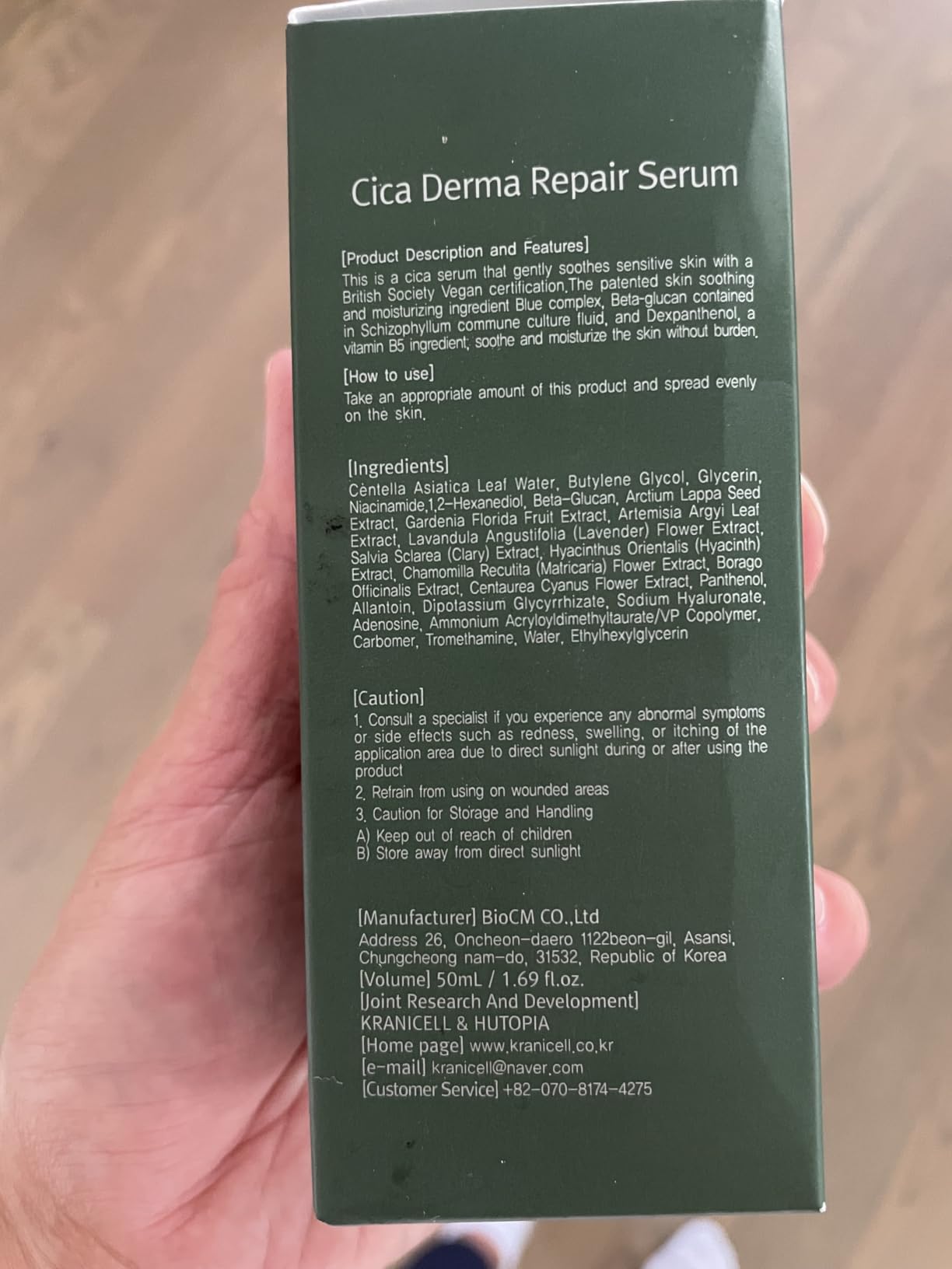 KRANICELL Cica Derma Repair Serum, Centella Asiatica Leaf Water 58%+Niacinamide 4%+ Beta-Glucan Serum, Korean Skin Care 1.69 fl. oz. Vegan skin for Hydrating, Skin Elasticity, Repair Damaged Skin