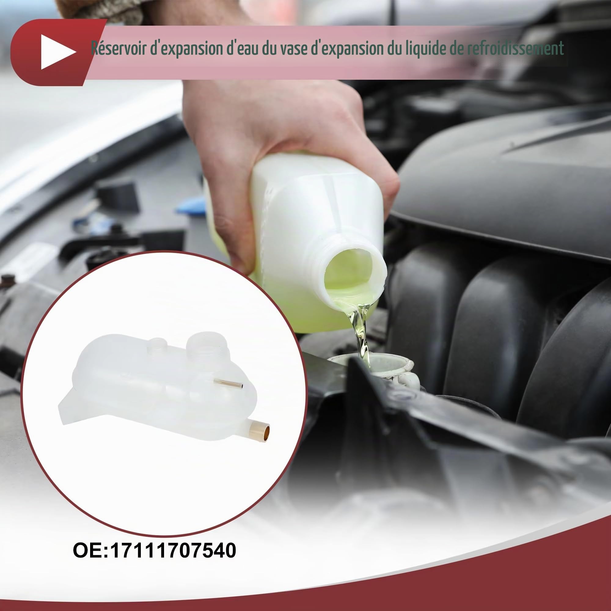 Vase D'expansion Radiateur Compatible avec BMW pour E30 325e L6 2,7 L pour E28 528e L6 2,7 L 1984-1987 Réservoir Débordement D'expansion Liquide Refroidissement Moteur Voiture 17111707540