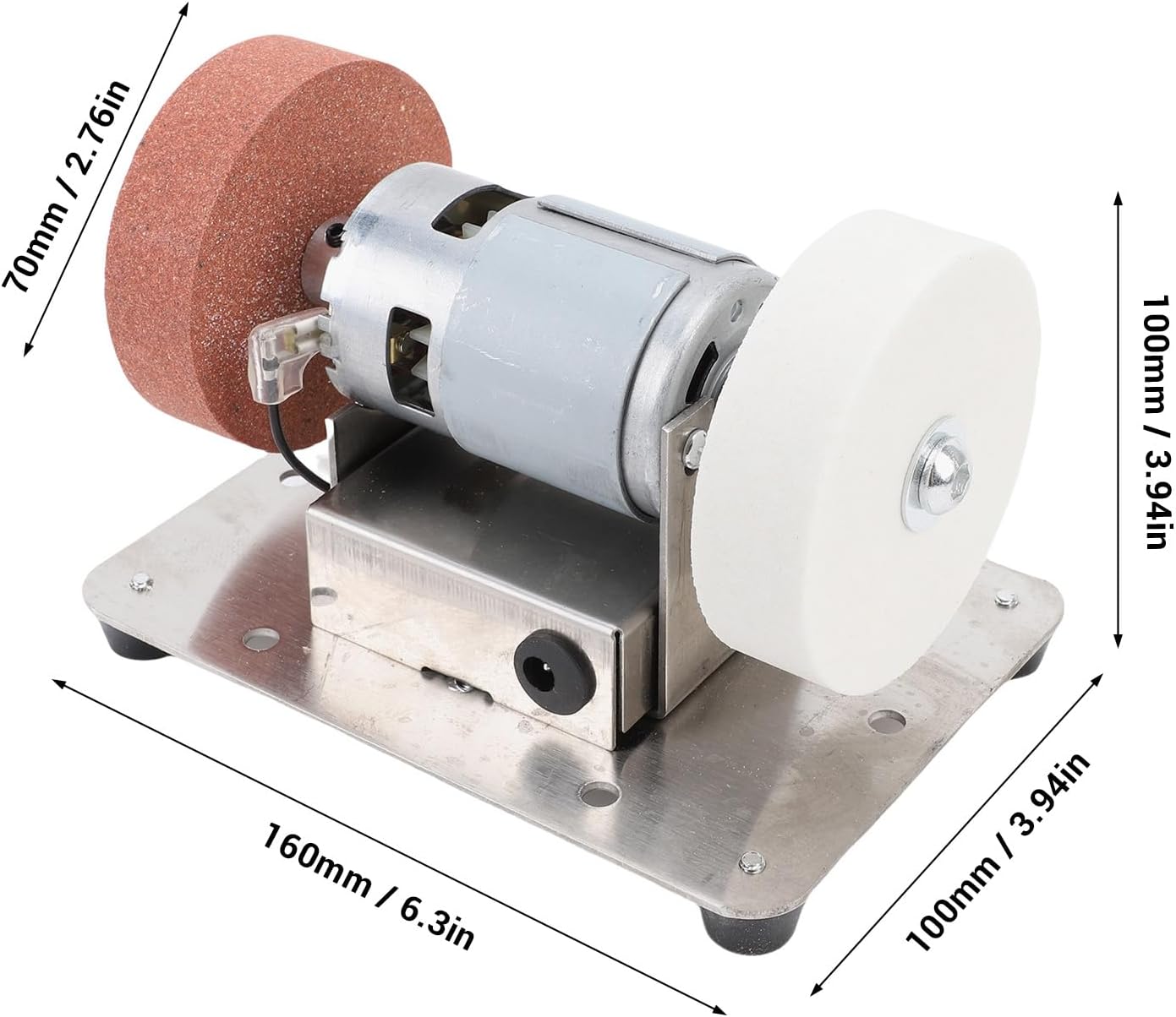 Luocute Bench Grinder, 304 Stainless Steel 7 Speed Control Adjustable Angles Electric Multi Purpose Grinding Machine with 2 Wheels for Metal Wood Cutter Jewelry Buffing