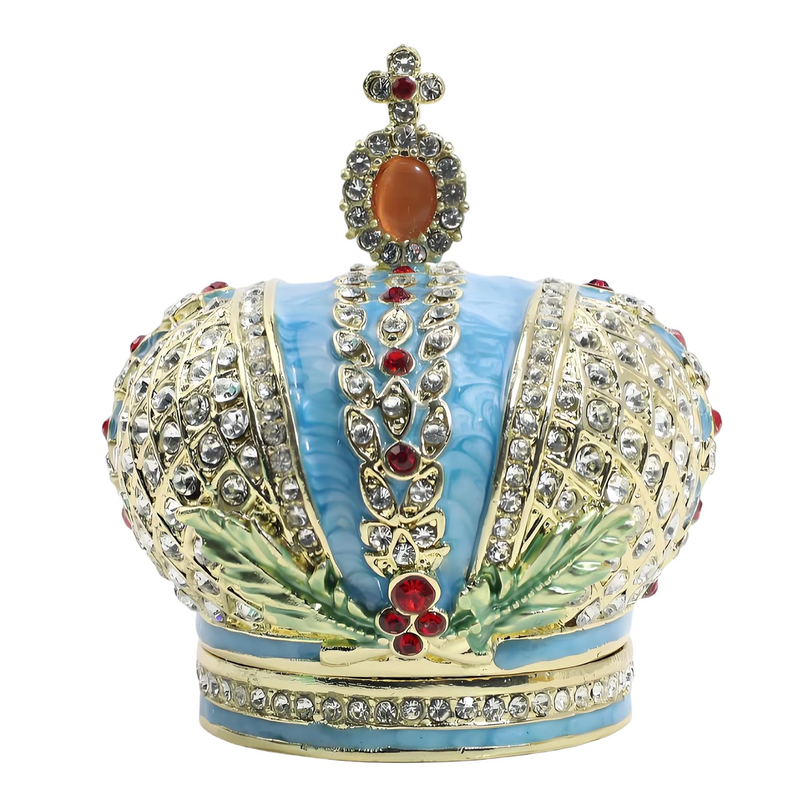 Metal Jewelry Organizer Box for Small Accessories, Crown Display Case with Decorative Finish for Tabletop, Dresser, Vanity, or Shelf Use Trinket Box Small Jewelry Case Earring Holder Pendant Vanity