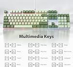 Fogruaden Clavier mécanique pleine taille, Green Matcha, filaire USB 104 Clés RGB Clavier de jeu rétro-éclairé avec bloc numérique, commutateurs rouges, NKRO Clavier mécanique pour ordinateur portable Windows PC Joueur