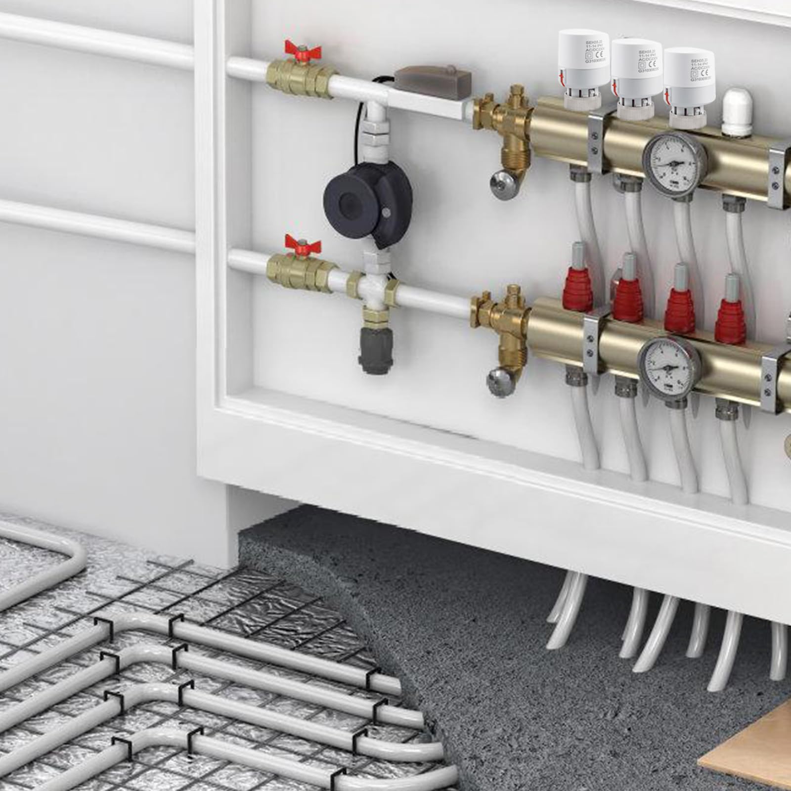 2 Stück Thermischer Stellantrieb 230V, Stellmotor Fussbodenheizung, Stellantrieb Für Fußbodenheizung, Elektroothermischer Aktuator (Normally Closed), Ip41, Für Nahezu Jeden Heizkreisverteiler