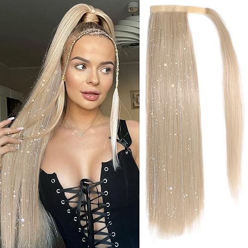 FAVE Extensión de cola de caballo trenzada de 34 pulgadas, color negro natural, extensiones de cabello con cola de caballo con banda elástica suave,