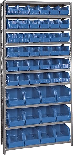 Quantum Storage Systems QSBU-230240BL Sistema de Estantería de Acero con Tolva Abierta Gigante, 12" P x 36" A x 75" Al, con 10 Estantes y 36