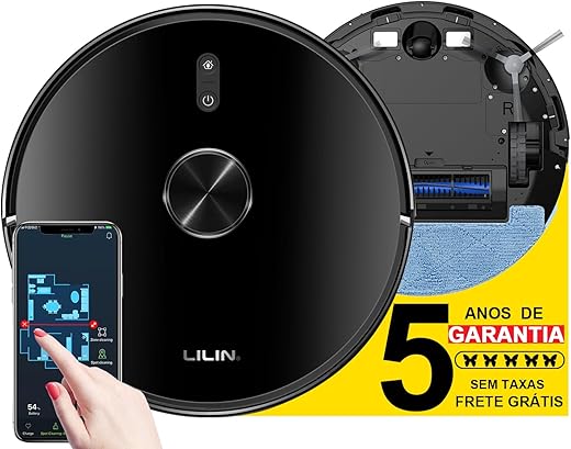 Robô Aspirador de Pó LILIN XR500, reconhecimento de obstáculos,110/220V Bivolt, 5000KPa, mapa de memória multicamada, limpeza personalizada, ajuste multilíngue, ultrafino e silencioso