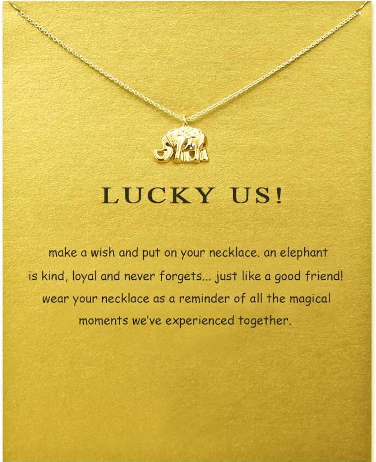 Friendship Key Sun Compass Anchor Necklace Good Luck Elephant Pendant Chain Necklace with Message Card Gift Card