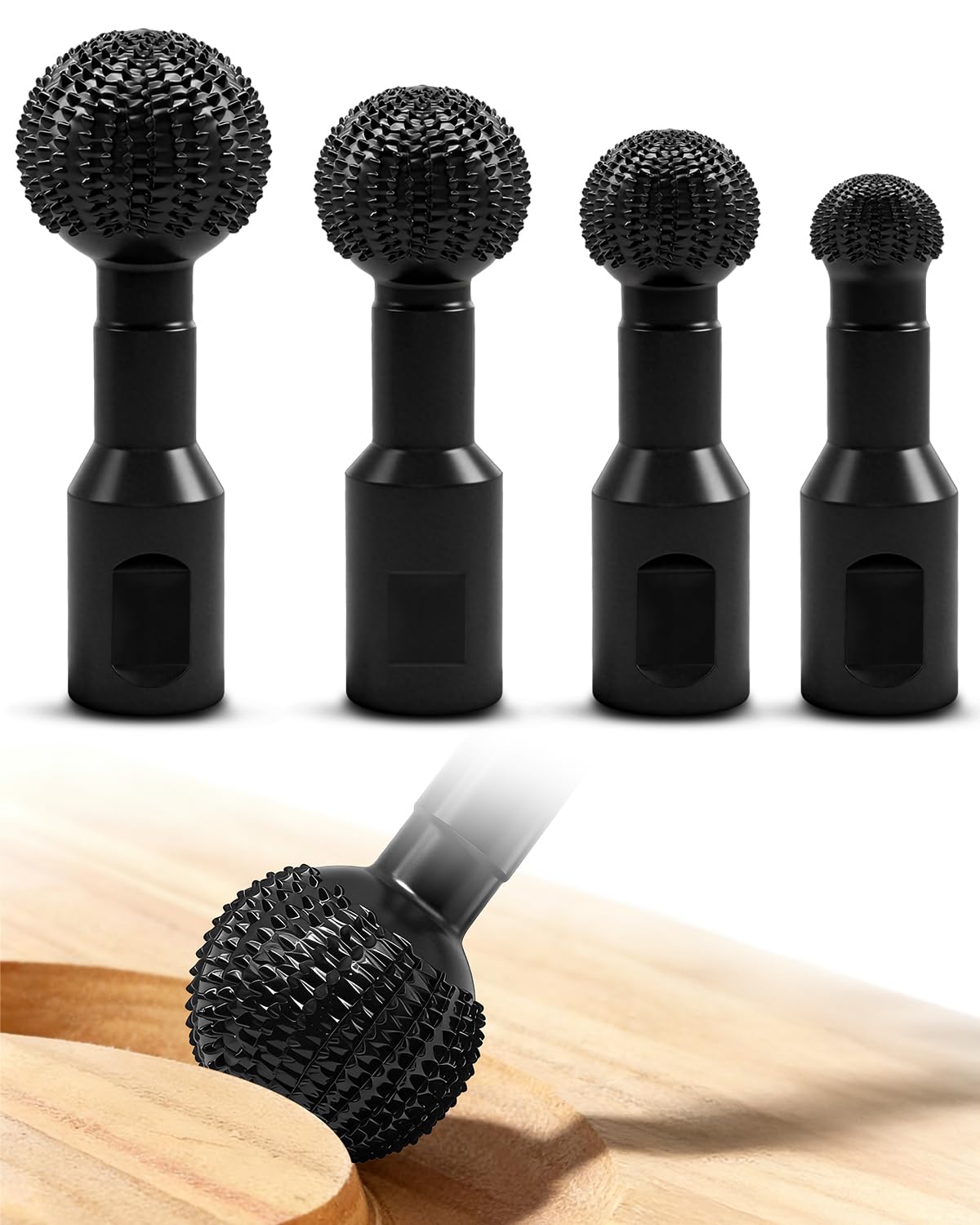 Pomsare Rotary Burr Set - 4 Sphere Burrs for Angle Grinders -1