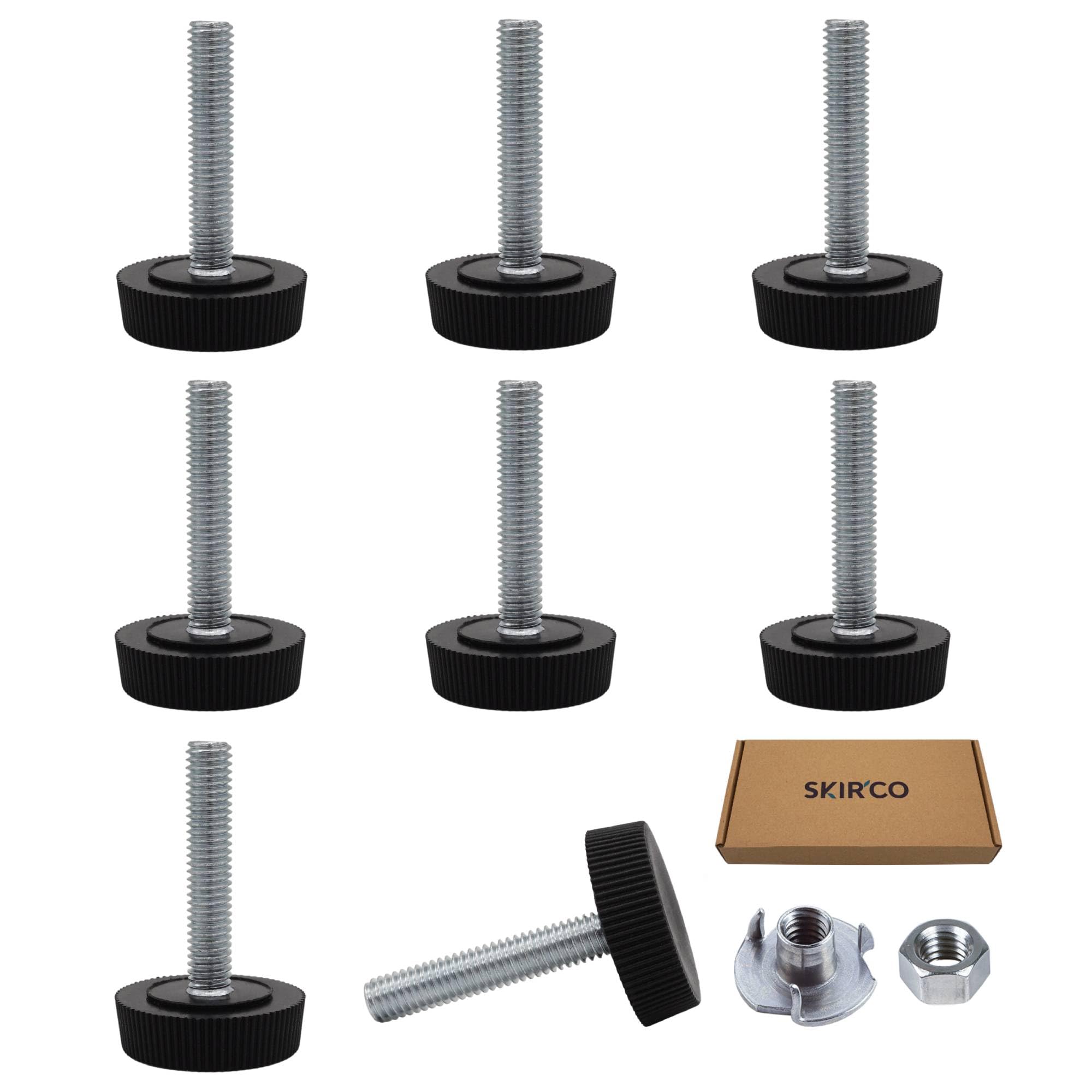 SKIR'CO 8 pcs, Furniture Leveling Feet M6 x 30 mm, Adjustable Round Legs 25 mm Diameter, M6 Thread Leveler Foot (Nuts Included) - Image 2