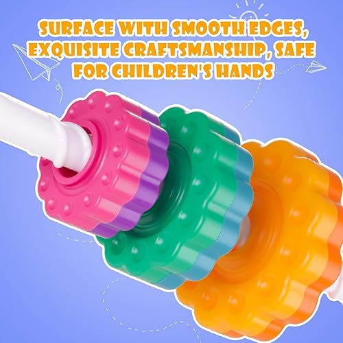 Miniatura 5 de Juguete giratorio apilable para niños, torre arco iris, ruedas giratorias de doble color, plástico ABS fuerte sin BPA, educación temprana, diversión