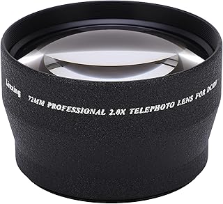 Telephoto Lens, 72MM 2X Magnification Telephoto Lens Aluminium Alloy Teleconverter Lens for 72mm Camera Lens and 82mm Filter