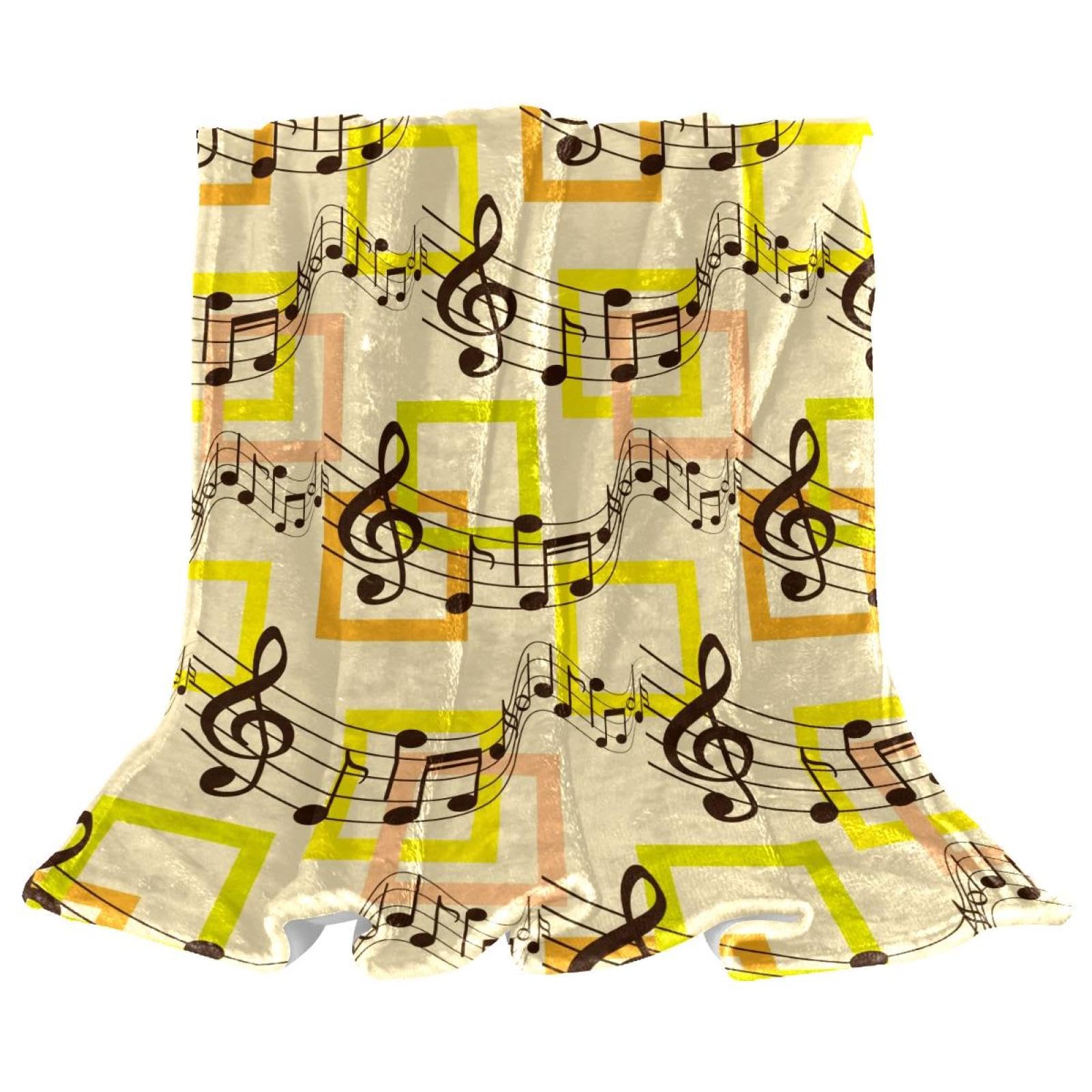 Couverture polaire notes de musique 150x100cm pour lit et canapé