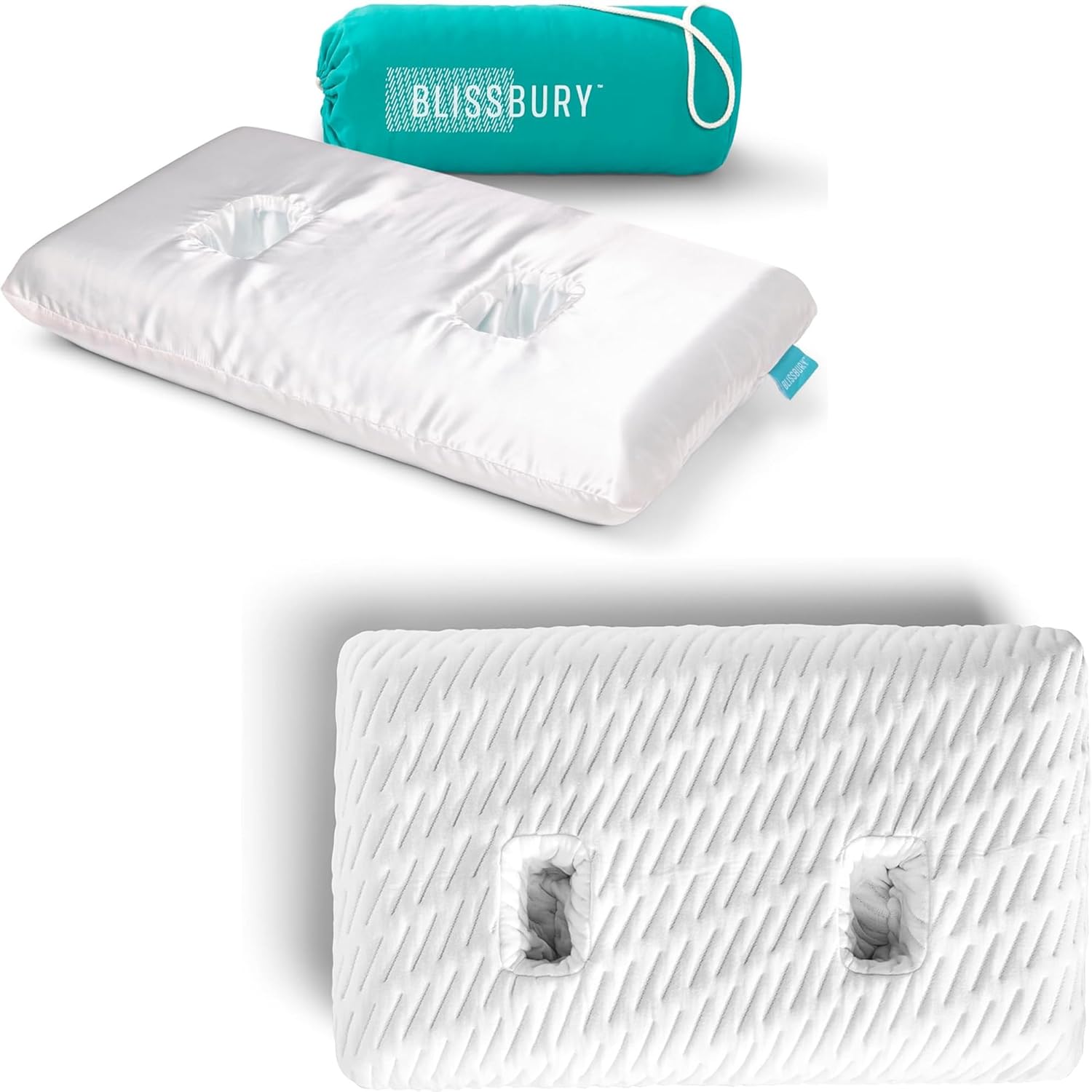 BLISSBURY Ear Pillow in Satin Case with Extra White Case 4" to 5" Adjustable