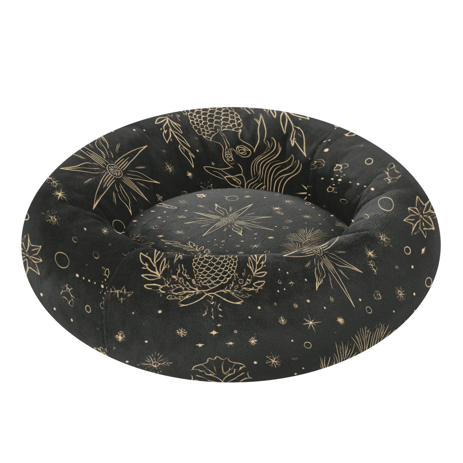 Lit pour chien anti-anxiété XS sirène noir et doré calmant