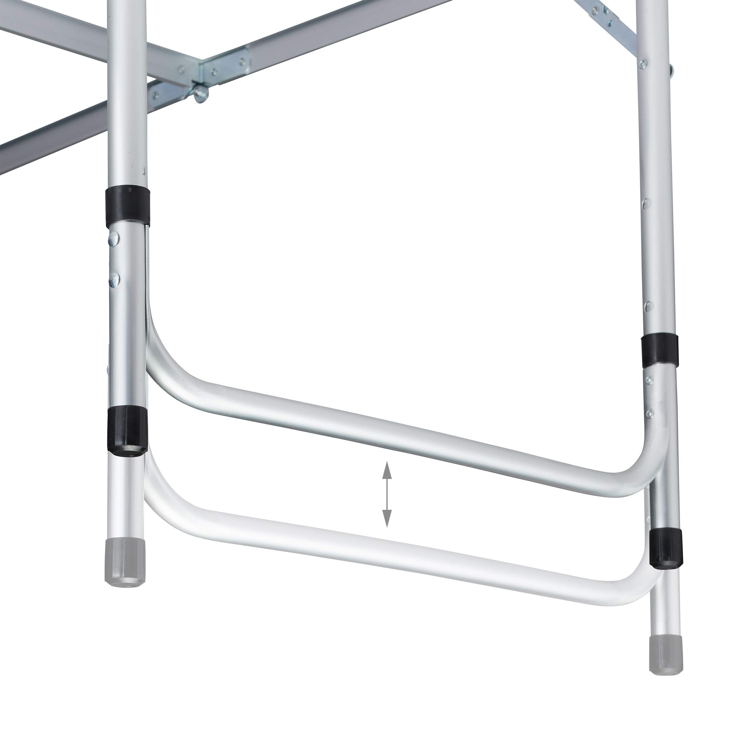 Relaxdays Tavolino da Campeggio Pieghevole, Alluminio, MDF, Tavolo Regolabile in Altezza, 120 x 60 cm, Argento/Grigio