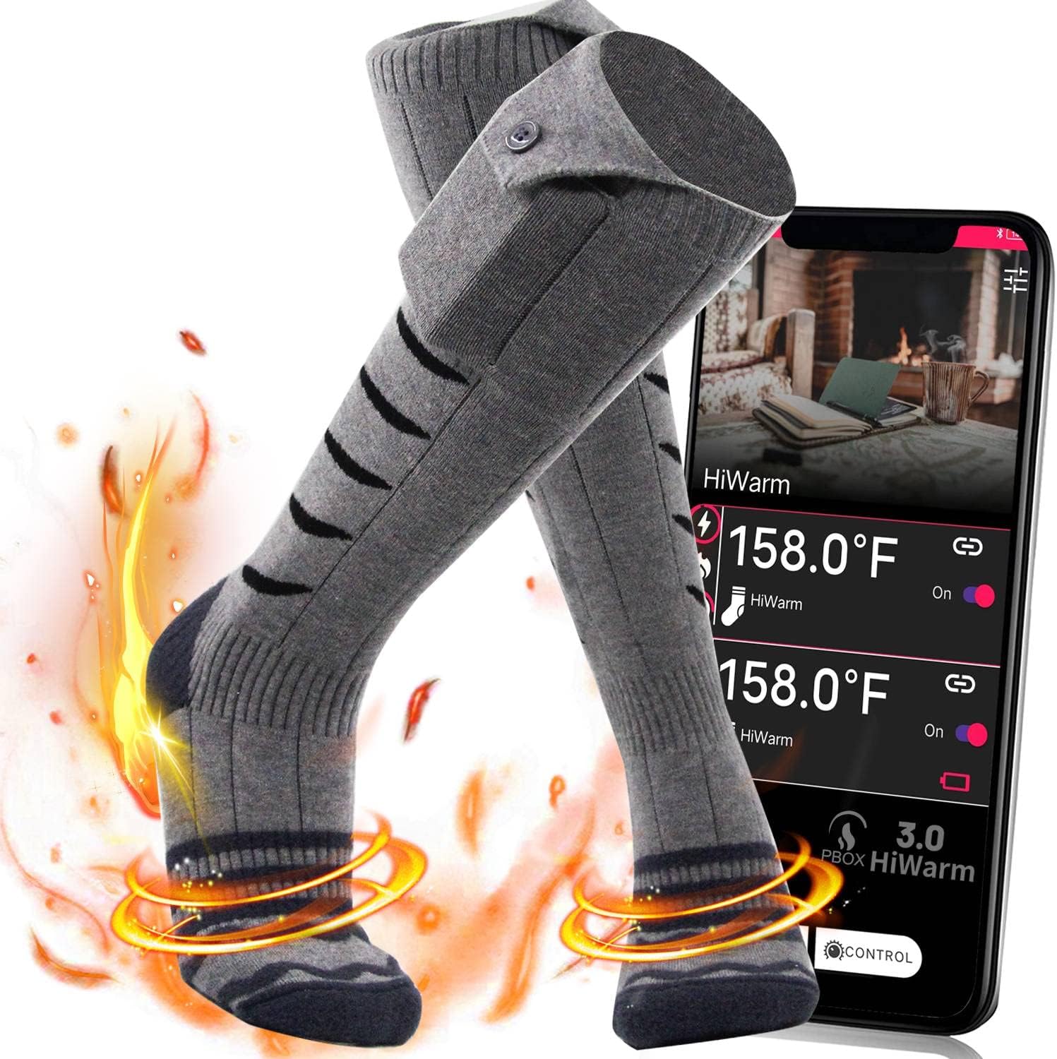 Heated Socks for Men/Women- Battery Rechargeable Electric Heating Socks with Intelligent APP Control,Winter Foot Warmer for Raynaud's and Winter Outdoor Sports Skiing/Hunting/Motorcycling