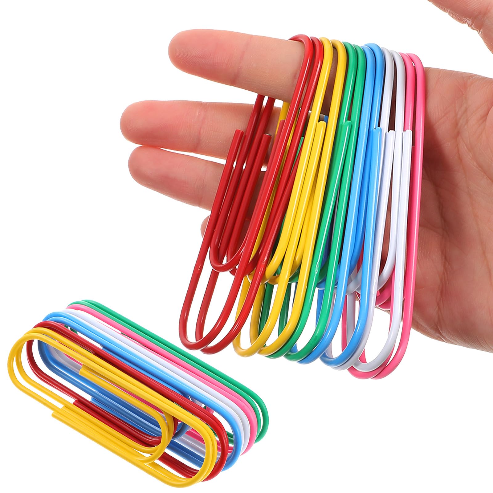Lot de 200 trombones Jumbo avec revêtement en vinyle de 10,2 cm pour organiser des documents de bureau, 6 couleurs