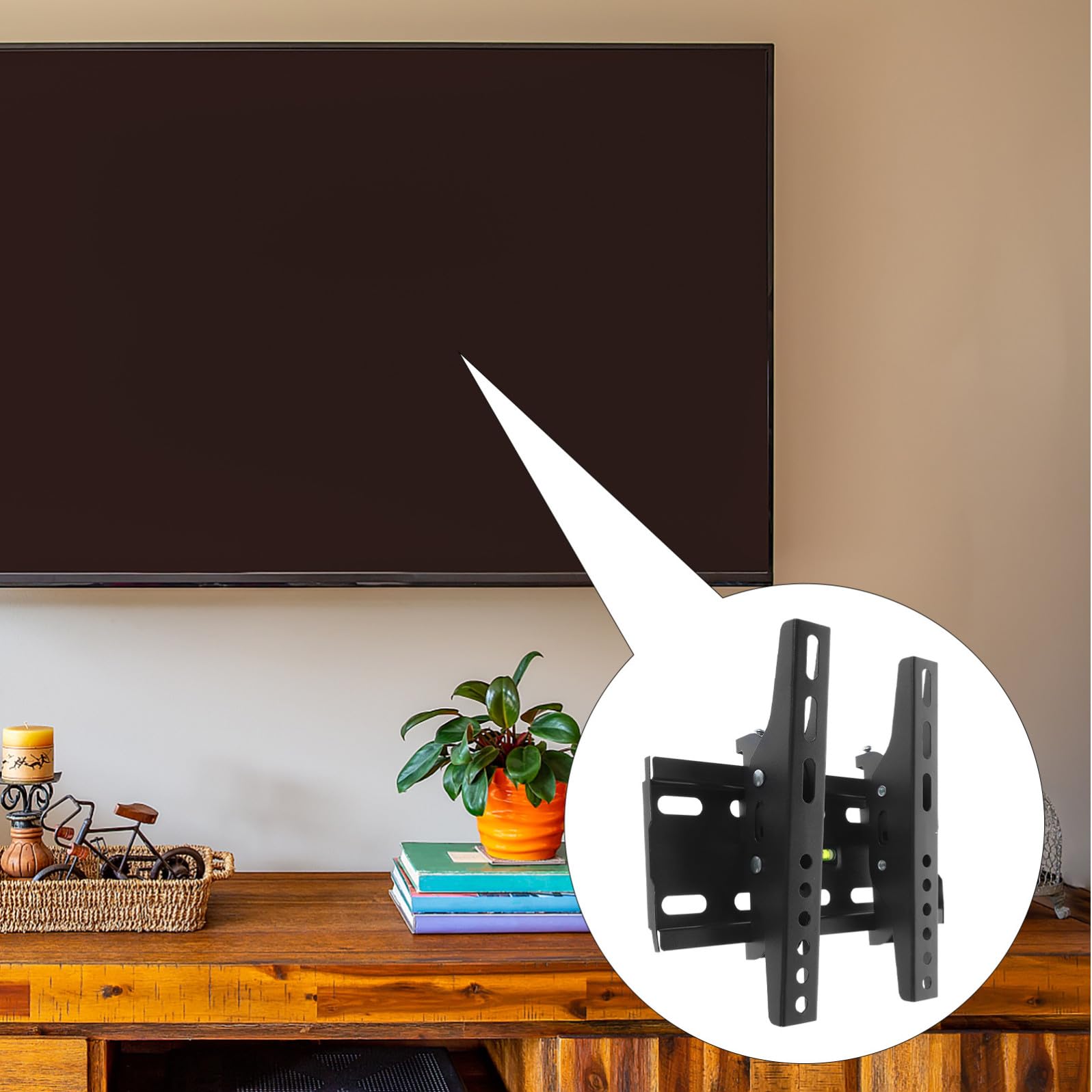 GALPADA Supporto Tv da Muro Fisso per Tv da 15-42 Pollici in Ferro Nero, Robusto e Affidabile Compatibilità e Distanza Fori 200x200mm