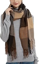 Wander Agio Women's Fashion Long Shawl Big Grid Winter Warm Lattice Large Scarf