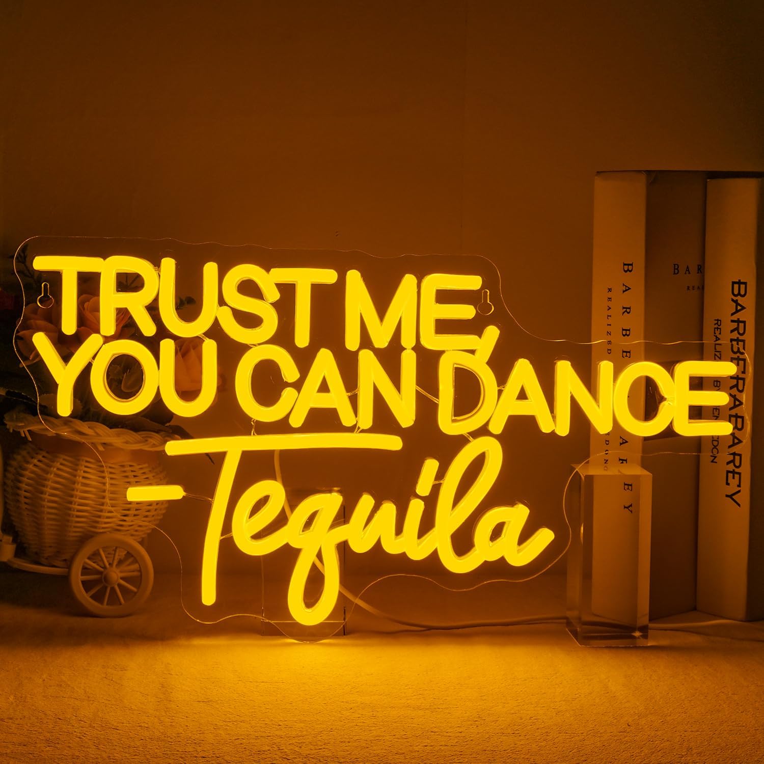 HorseneonTrust Me You Can Dance-Tequila Neon Light Sign Neon Bar Signs Yellow Neon Signs for Wall Neon Lights for Bedroom Tequila Neons Light for Bar Nightclub Salon Pub