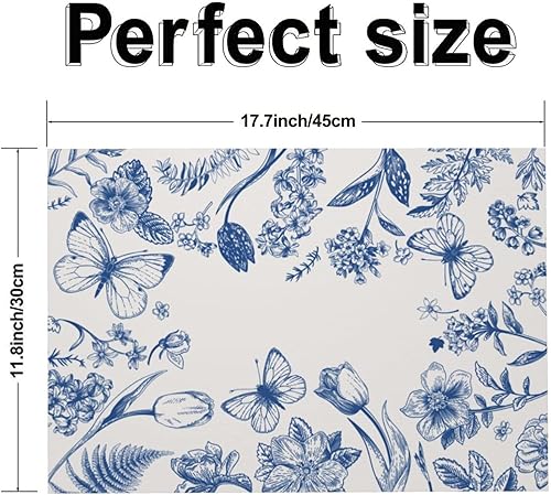 Miniatura 9 de Juego de 4 manteles individuales de tela de feliz cumpleaños para mesa de comedor, manteles individuales rectangulares de tela