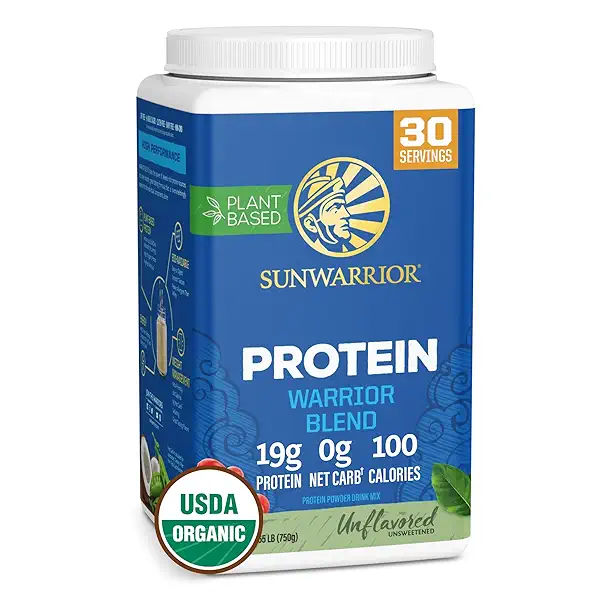 Vegan Organic Protein Powder Plant-based | BCAA Amino Acids Hemp Seed Soy Free Dairy Free Gluten Free Synthetic Free NON-GMO | Unflavored 30 Servings | Warrior Blend by Sunwarrior 1
