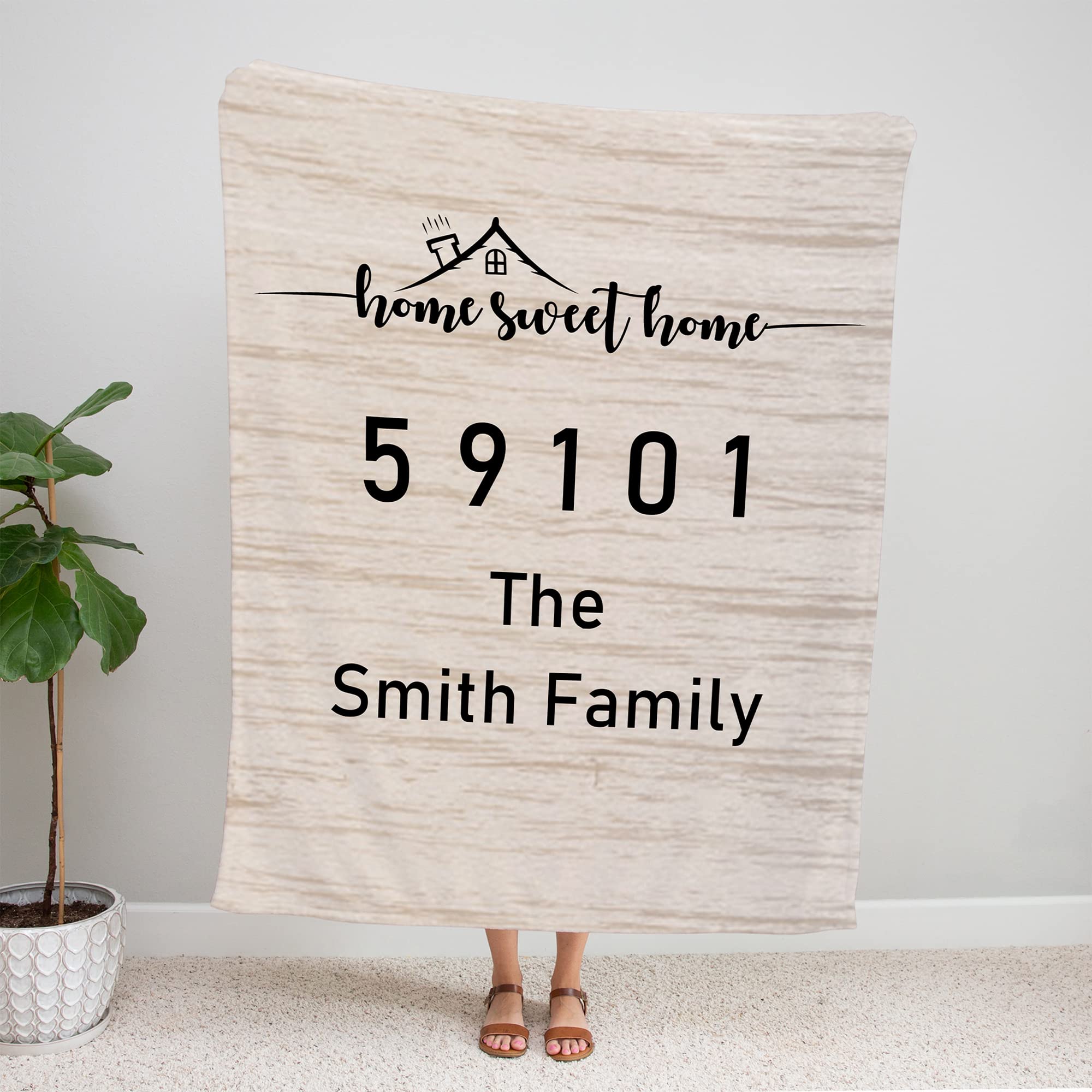 Manta personalizada con nombre de familia con código postal, manta personalizada con nombre familiar, manta personalizada con código postal, regalo personalizado, manta para mamá, regalo para papá,