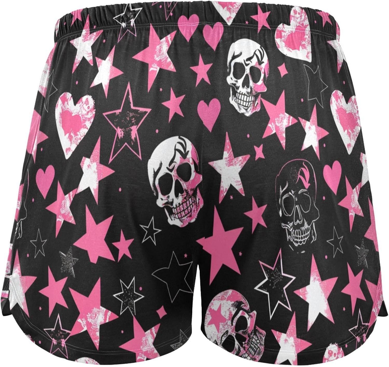 Women's Pajama Shorts Halloween Skull Hearts Star Sleepwear Lounge Sleep Bottom with Pockets S-XXL