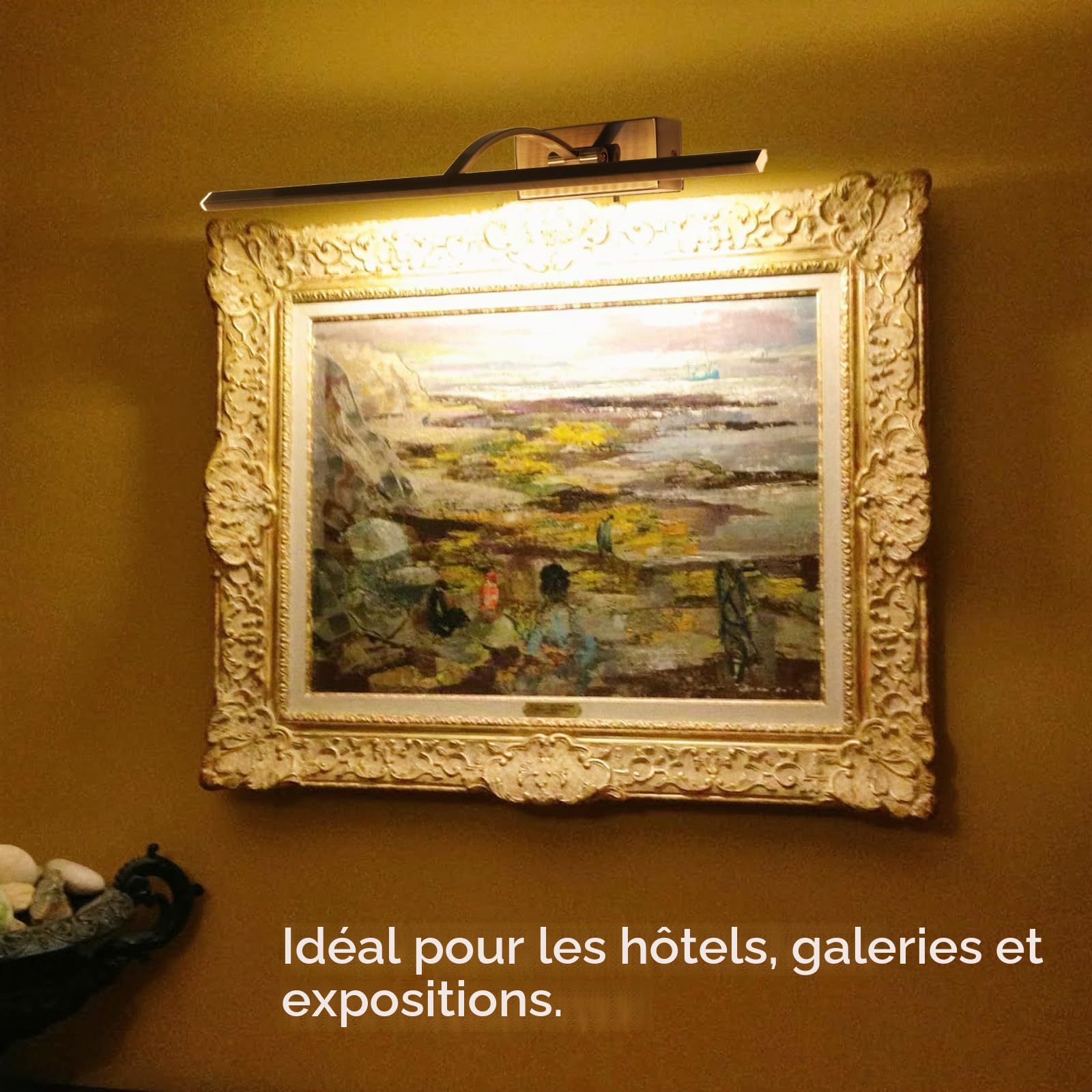 Alpinaluz Applique murale LED pour éclairage de tableaux, miroirs et meubles, 8 W, 455 mm, lumière chaude 2 700 K, angle réglable, acier avec finition bronze vieilli, driver KGP intégré