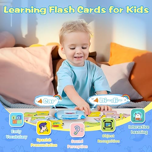 Miniatura 9 de Tarjetas flash parlantes para niños de 2 a 3 años con juegos de emparejamiento y hechizos, 220 palabras visuales, juguetes de terapia del habla,