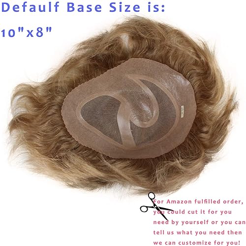 Miniatura 7 de Toupee para hombre de 10 x 8 pulgadas, cabello humano europeo suizo mono encaje de piel fina, sistema de reemplazo de cabello para hombres #21 color